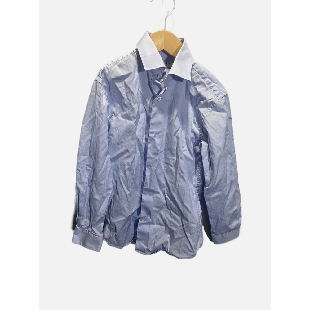 Isaac Mizrahi Button Down Shirt Kids 8 Blue Long Sleeve‎ Dress Formal School